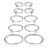 JewelrieShop Clip on Hoop Earrings for Women Fake Nose Ring Faux Lip Septum Ring Fake Cartilage Earrings Spring Endless Hoop Earrings Non Piercing Lobes Men (5 Pairs, 13mm-25mm, Silver)
