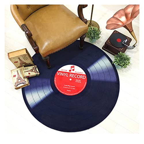 lliang Tapis Tapis Ronds Vintage 3D Musique Vinyl Enregistrer des Tapis imprimés Tapis de pontin antidérapant Tapis de Plancher for Salle de Chauffage for Salle de séjour – vue 4