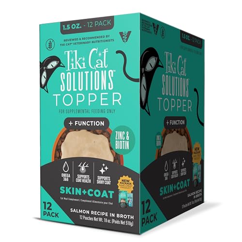 Tiki Cat Solutions Topper Multipack Skin Coat Salmon Recipe in Broth 1.5 oz. Pouch (12 Pack)