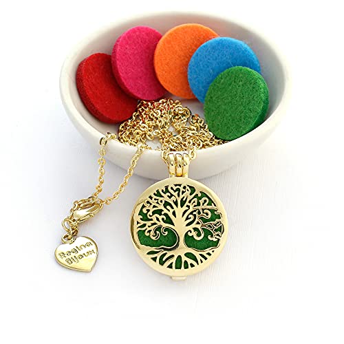 Colar Difusor Árvore da Vida para Aromaterapia Dourado