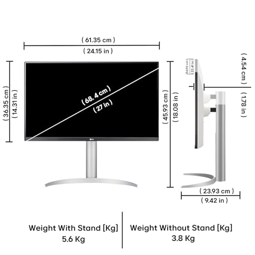 Image of LG 27UP650K-W 27-inch Ultrafine 4K UHD (3840 x 2160) IPS Computer Monitor, 60Hz, 5ms, DisplayHDR 400, Reader Mode, Flicker Safe, HDMI, DisplayPort, Tilt /Height /Pivot Adjustable Stand, White