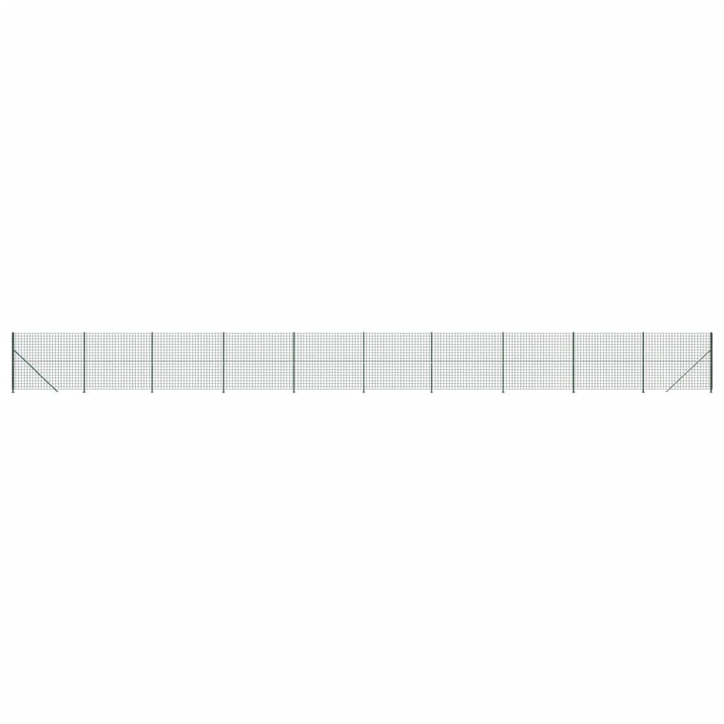 Green Wire Mesh Fence with Flange 2x25m Galvanised Steel PVC Coated Interlocking Garden Fence Panel Roll for Pet Enclosure Property Security Outdoor Barrier Heavy Duty