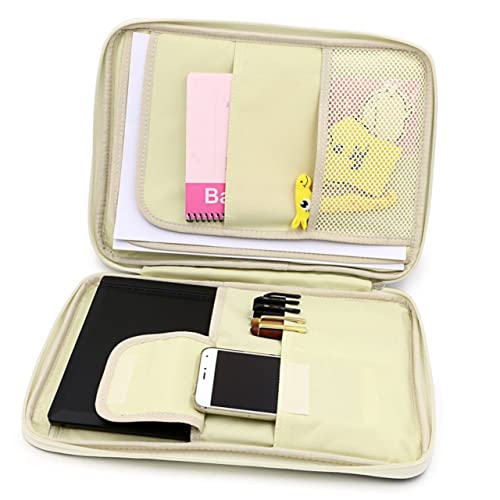 Multi-Functional Portable Document Bag Zipper Briefcase for Business Travel Organizer with Pockets for Men Women Black Storage Case for Documents