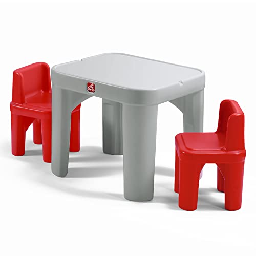 Step2 Mighty My Size Kids Table & Chair Set Playroom Activity Table for Arts & Crafts Made of Durable Plastic For Toddlers 2+ Years Old Gray & Red