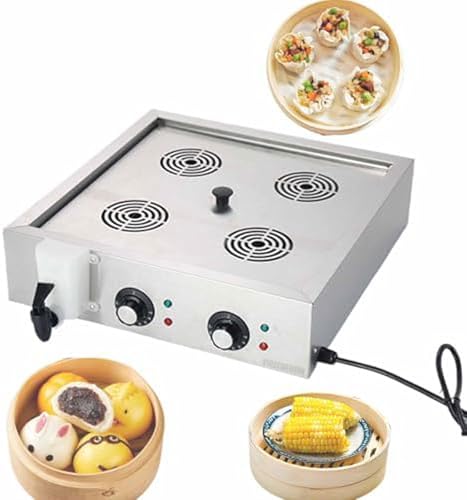 Vaporizador eléctrico de acero inoxidable para alimentos comerciales, diseño de 2/4/6 agujeros, alarma antisecado, rango de temperatura de 30-110 °C, ideal para restaurantes de comida rápida