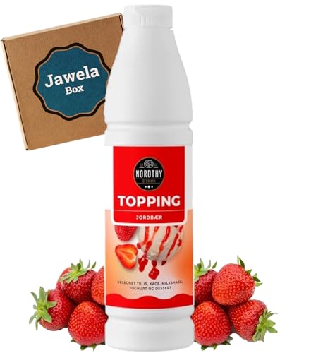 Erdbeer Sauce Topping für Dessert & Eis 1000g - Dessertsauce Erdbeersauce mit Anti-Tropf-Verschluss - Jawela Set - Eissoße Erdbeere