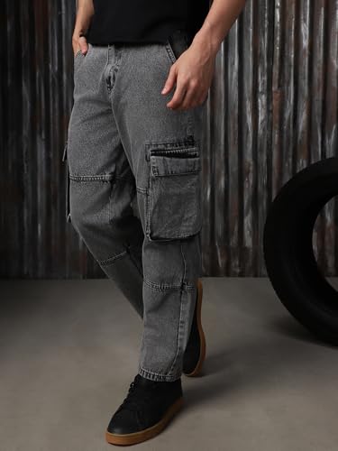 Image of High Star Men Cotton Washed Straight Fit Mid-Rise Regular Jeans