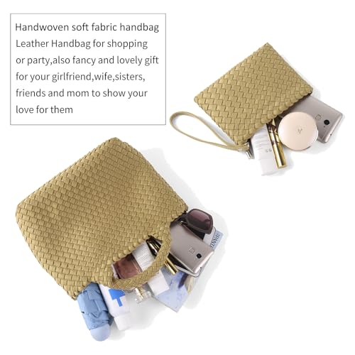 Image of Woven Bag for Women, Neoprene Tote Bag Summer Beach Handbag Purse Retro Handmade Travel Shoulder Bag Set