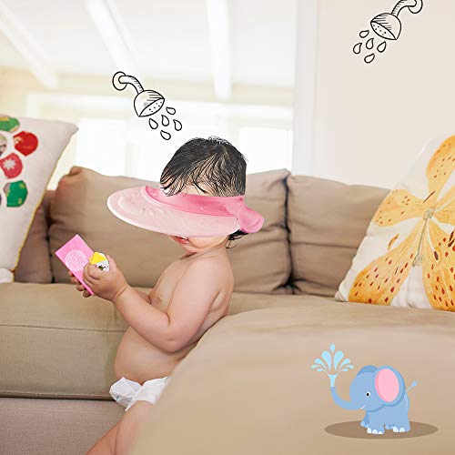 Baby Shower Cap Bathing Cap Kids, Silicone Shower Visor Bathing Hat,Infants Soft Protection Funny Safety Visor Cap for Toddler Pink