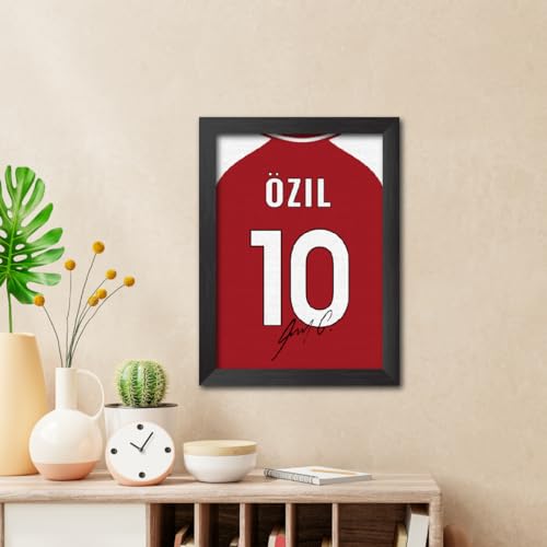 Image of TenorArts Mesut Ozil Poster Frame Arsenal Jersey Laminated Photo Print Signature Framed Painting with Matt Finish Black Texture (12 inches x 9inches)