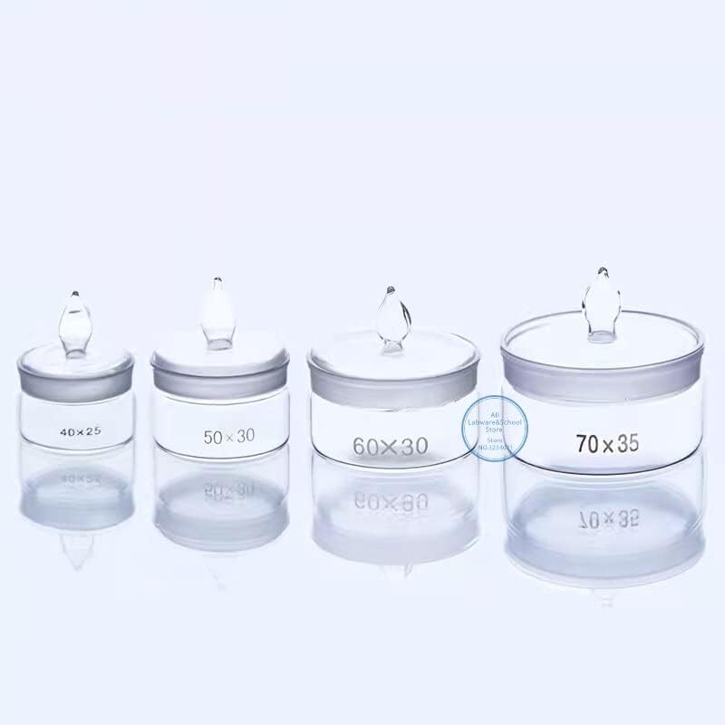 2Pcs/Lot Lab Glass Weighing Bottle Transparent Low/high Type Labortary Glassware Sealed Bottle for School Experiment (Size : Low-Type 70x40mm)