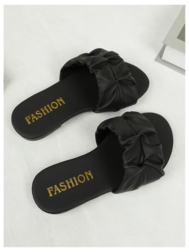 GORGLITTER Girl's Ruched Flat Dressy Sandals Trendy Open Toe Summer Slide Sandals2