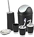 Juego de 6 accesorios de baño de plástico, dispensador de jabón, vaso,botella de loción, soporte para cepillo de dientes, taza de jabón, cepillo de inodoro, papelera