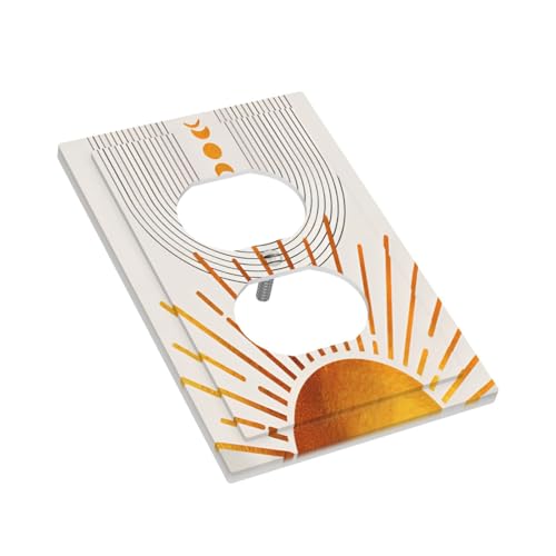 Decorative Outlet Covers Bohemian Gold Sun Moon Phase Arch 1 Gang Duplex Light Switch Cover Plate Unique Wall Plate Electrical Switch Plate Covers for Bedroom Home Decor