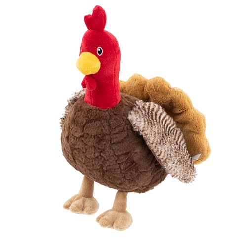 Fuzzl Plush Super Soft Sir Gobbles Turkey Dog Toy & Comforter Cuddly Plush with Squeaker Gentle Dog Toy for Puppies & Small Medium & Large Dogs