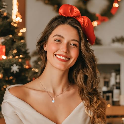 FANCIME 14K Solid White Gold Heart Birthstone Necklace with Diamond Pendent Birthday Gifts for Mom Women, Sterling Silver Chain 16" + 2" Extender4