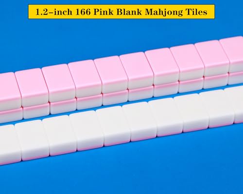 166 Fichas Mahjong en Blanco Rosa 1.2 pulgadas miniatura 4