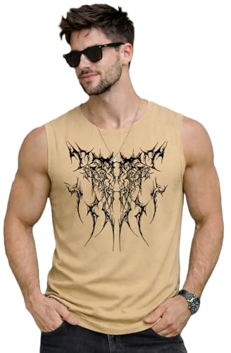 Image of JUGULAR Tank Tops Sleeveless T-Shirt for Men Gym Wear Vest Printed Stylish Round Neck Running for Sports Workout Fitness & Casual or Beach Wear