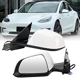 SB-22-12-002 Incorrect Side View Mirrors Installed - 2021 Tesla Model S 5 Left Driver Side Mirror Compatible with Tesla Model 3 2017-2023 Replacement 1592031-00-E, 159203100E Power Heated Memory 13 Pins (White)