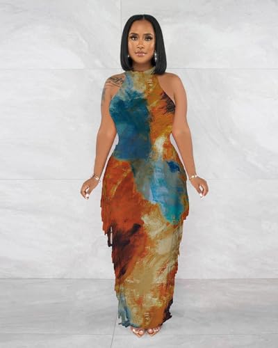 2 Piece Outfits for Women Sexy Crop Top Ruched Bodycon Maxi Dresses Fringe Skirt Sets Night Club Jumpsuits2