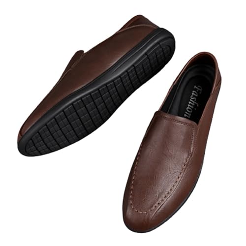 Mens Slip-on Vegan Leather Comfortable Lightweight Classic Loafers Round Toe Breathable Flexible2