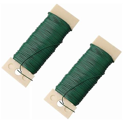 2 Roll 22 Gauge Green Florists Wire Floral Wire for Flower Arrangements,Binding Wire for Floristry & Flower Arranging,Flexible Paddle Wire for Craft Binding,Flower Wreath Making,Xmas Wreath Wire Cover