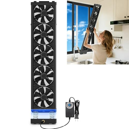 Image of 39.4-41.5 Inch Vertical Window Fan For Sliding Windows Mute Stepless Speed Control (0-2800 Rpm) Window Exhaust Fan Waterproof Vertical Window Fan With Living Rooms Bedroom Attics Garages