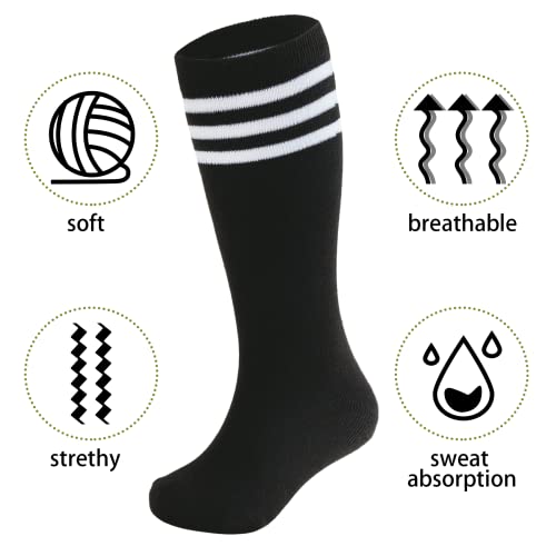 Zando Boys Soccer Socks Black Knee High Socks For Girls Cotton Long Black Socks Boys Dress Socks Youth Athletic Tube Socks School Uniform Socks 6-9 Years Black 2 thumb #1