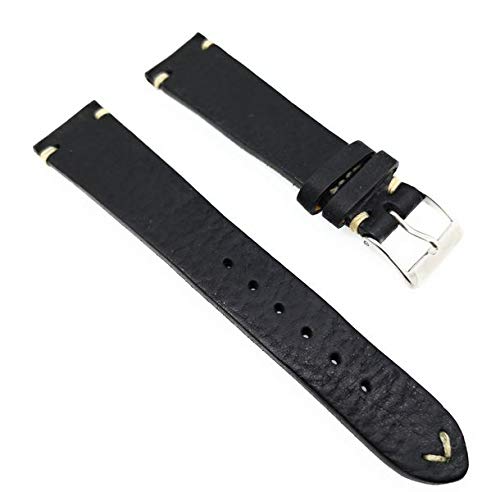 Fluco Hunter Vintage skórzany pasek do zegarka czarny 19 mm Made in Germany