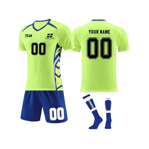 Conjunto de camiseta de fútbol personalizada para niños y adultos, uniformes de fútbol personalizados con el logotipo de tu número de nombre, 2-verde fluorescente, 28