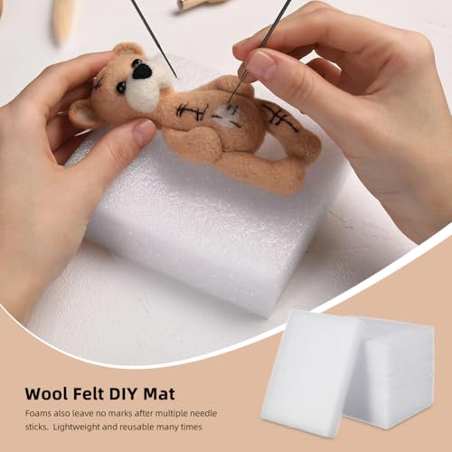 Image of TEHAUX 6pcs Needle Felting Foam Pads - Dense Foam Felting Mat for DIY Crafts, 7.87 X 5.90 X 1.18 Inches, White Sponge Pad for Manual DIY Craft