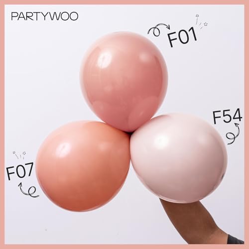 Image of PartyWoo Dusty Pink Balloons 101pcs 12 Inch Boho Blush Lilac Pink Latex Helium Balloons for Princess Birthday Baby Shower Graduation Gender Reveal Anniversary Bachelorette Party Decorations Pink-F54