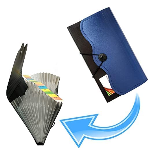 Image of KANAbee Expanding Cheque Book Holder Case, 12 Pocket Multi Passbook Holder /Bill Folder /Passport /Memo Cards /Cash Storage Pouch Organizer with Elastic Swing (Pack of 1) (Pack of 1)