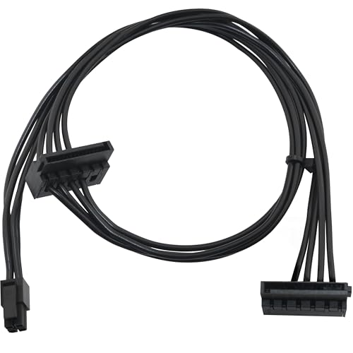 Cable adaptador SATA de 15 pines en ángulo recto de 4 pines a 2 puertos HDD para PC 1