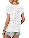 OFEEFAN Blouses for Women Dressy Casual Boho Short Sleeve Shirts Crochet Lace Spring Fashion Summer Outfits Travel Vacation Business Work Clothes White M