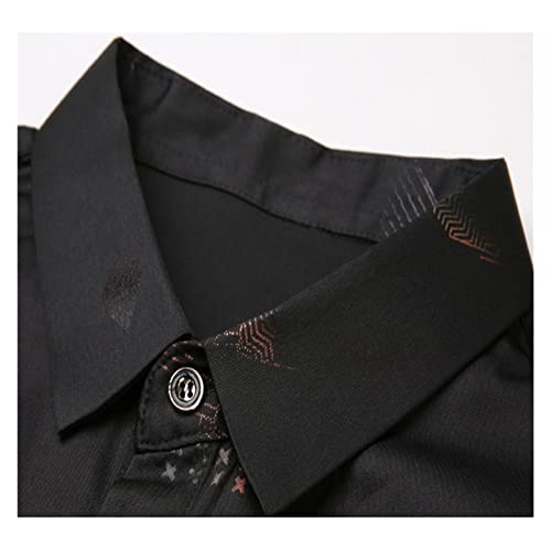 Männer Stretch-Mischungen Umlegekragen Gold glänzende Hemden Koreanischer Stil Plus Size Herrenbekleidung Blusen Groß (Farbe: B, Größe: L) – Bild 6