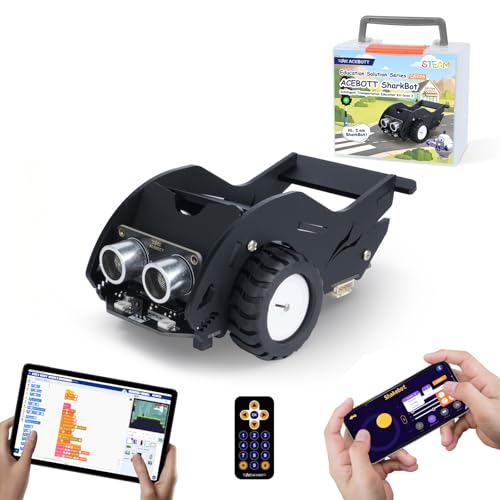 STEM Toys SharkBot Smart Car Kit Voice-Controlled ESP32 Coding Robot Robotics Kit for Kids Ages 8-12, Supports Arduino, ACECode, Programming for Classroom Home Education Birthday Gift for Boys Girls