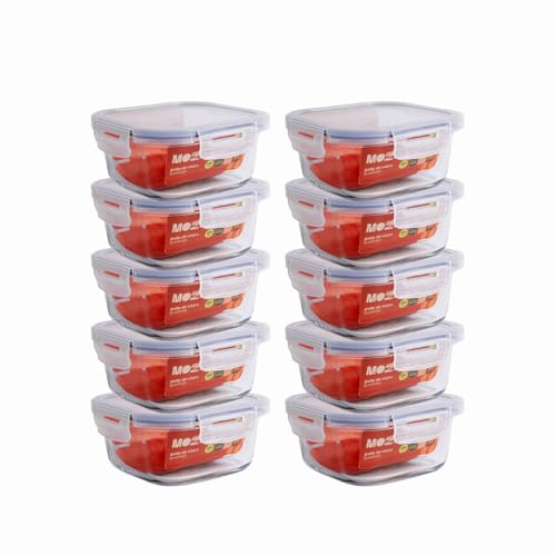 Mozcada - Kit 10 Potes de Vidro Marmita 550ml Herméticos com Trava Quadrados Mozcada - Kit 10 Potes de Vidro Marmita 550ml Herméticos com Trava Quadrados