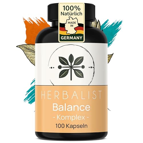 Herbalist Balance Komplex – Kurkuma Komplex für ein gutes Bauchgefühl, 100 vegane Kapseln mit Artischocke, Fenchel, Kurkuma, Ingwer, Kamille & Piperin, laborgeprüft, ohne Zusätze