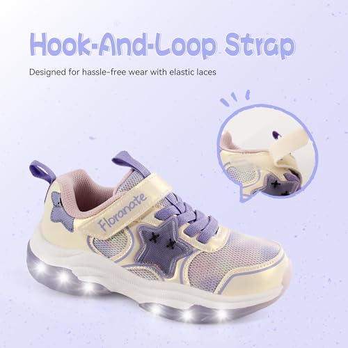 Floranate Little Kids Light Up Shoes for Girls Boys Tennis Sneakers with Switch Strap Walking Shoes Athletic Footwear Toddler Size 10 to Size 2 Lightweight4