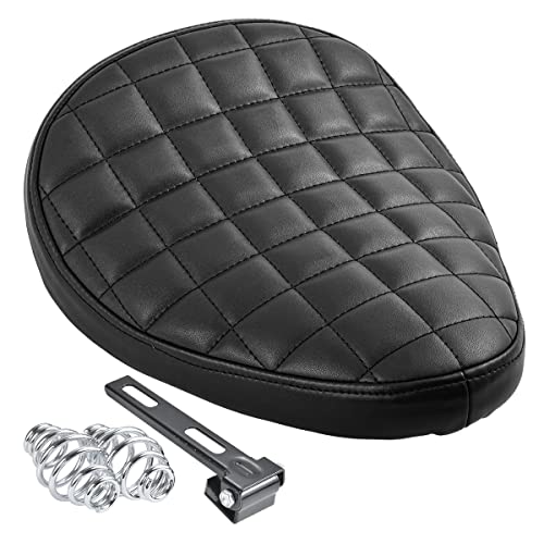 NATGIC Coussin de siège de moto Solo Plaque de base Coussin de siège à ressort Support de selle Rouleau de moto Siège solo en cuir pour H-arley Cruiser...