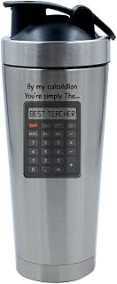 Getagift Teachers Gift, By My Calculations You're Simply The Best Teacher, Teacher Appreciation Gift, 500ml Aluminium Shaker Bottle for Supplement Shakes - Easy Clean, Durable Cup. (Silver)