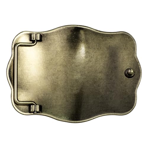 West style Bison Vintage Rectangle Buffalo Belt Buckle Scaloped Buckle (Bronze Plated)