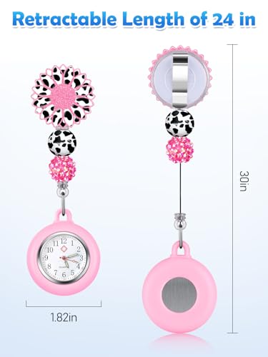 Image of Plifal Nurse Watch Nursing Pocket Badge Fob with Second Hand - Retractable Clip On Clock with Secondhand for Medical Staff Women Men