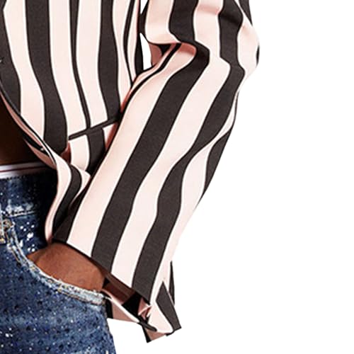 Men's Stripes Blazers Coat Loose Fit Two Button Suit Jacket Wedding Prom Sports Suit Coats4