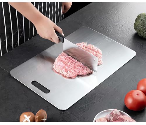 Set de 3 Tablas de Cortar de Acero Inoxidable, 2 caras, para Cocina, 15.3"x11", 13.4"x9", 11.8"x7.9" miniatura 7