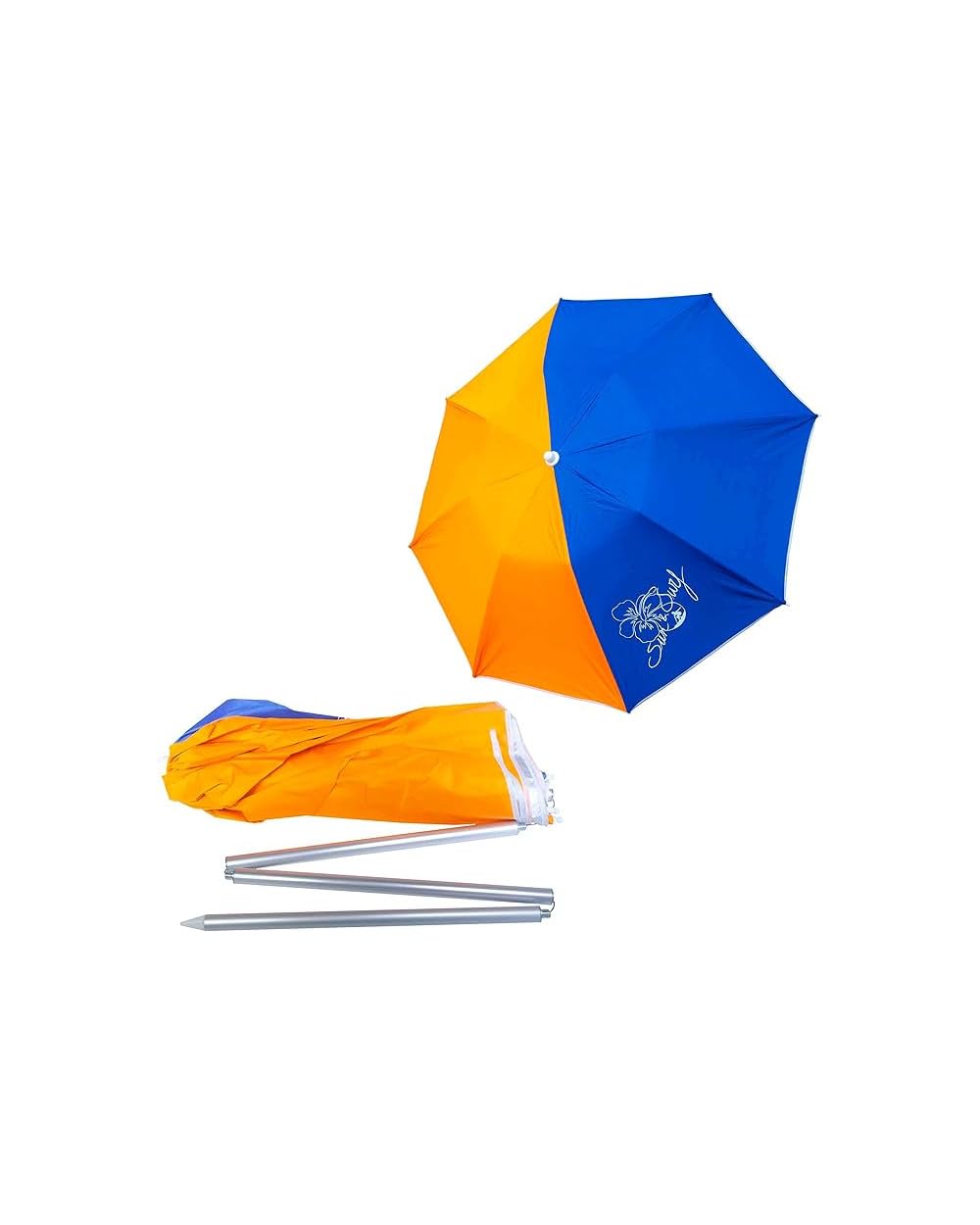 SUN & SURF Ombrellone compatto 180 cm pieghevole UPF 50+ UV manico arrotolabile 60 cm sacchetto incluso. Super resistente, multicolore.