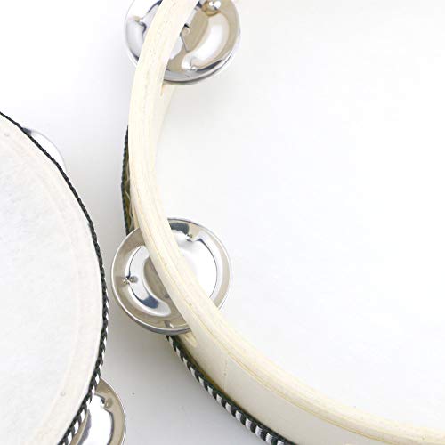 Twdrer 2 Pack Wood Handheld Headless Tambourine Drum with Metal Jingle Bells,6 Inch and 8 Inch,Percussion Gift Musical Educational Instrument Toy for Kids Party KTV Dancing Games - Thumbnail 4