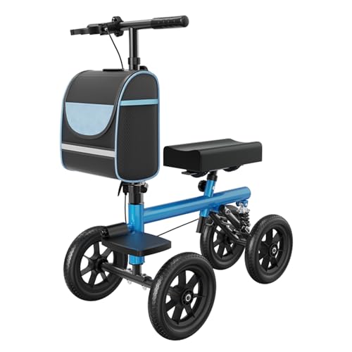 Reha Knieroller Faltbar Höhenverstellbarer Lenker & Kniepolster Stabiler Stahlrahmen Doppelte Bremse All-Terrain Räder Gehhilfe bei Fußverletzungen