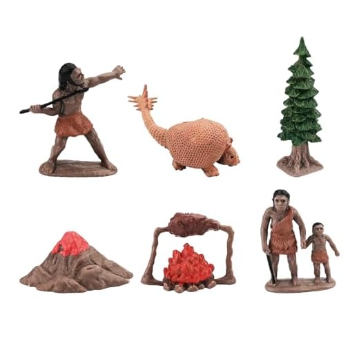 Bekecidi 6 Pezzi Modelli Umani Primitivi Figure di Cavernicoli Emulazione Modello Primitivo Modello di Evoluzione Umana Giocattoli di Cavernicoli per Bambini e Adulti Gioco Educativo Scientifico